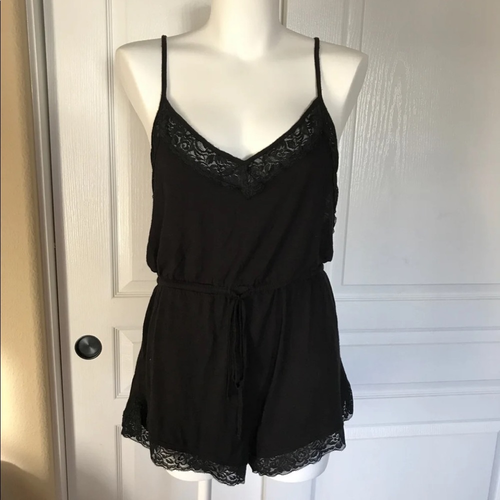 Lace trim romper